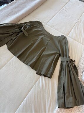 Free People Olive Green Bell Sleeve Top